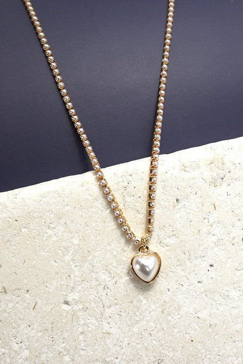 DELICATE PEARL CHAIN HEART NECKLACE | 10N3042112