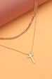 DOUBLE LAYER CROSS NECKLACE | 80N194
