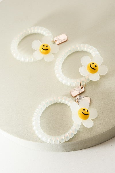 SMILEY FLOWER PONY TAIL COIL HAIR TIE | 40PT304